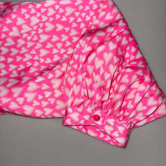 💕Crown & Ivy Pink Hearts Print Boho Tassel V-Neck Blouse Large EUC Lightweight🩷 - Picture 12 of 12